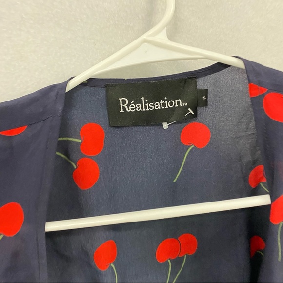 Realisation Cherry Silk Printed Wrap Dress Small - Picture 3 of 9